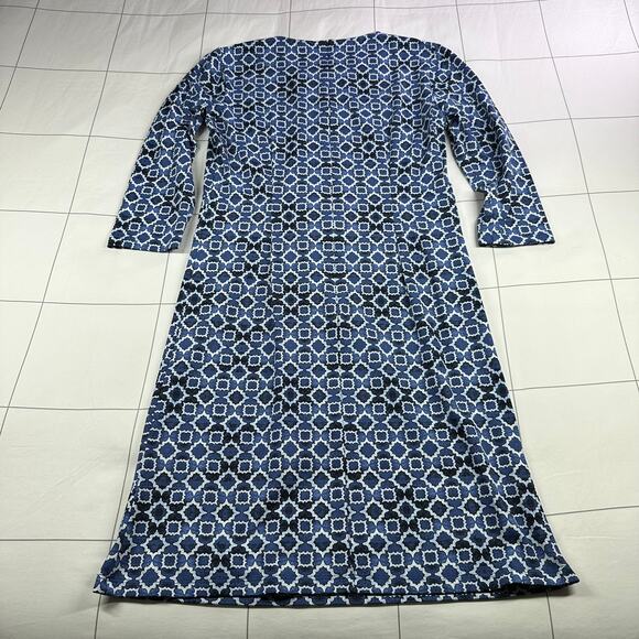 J. McLaughlin Dress Womens Small Blue Sophia Geometric Shift Catalina Cloth Work - Picture 2 of 9